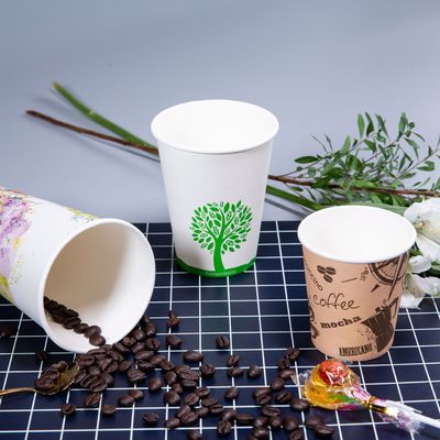 Tazas de papel de café desechables de pared única Impreso a medida Eco amigable para la fiesta del café