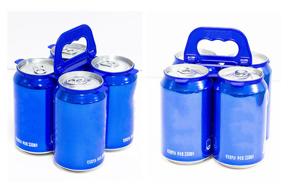 Envases de 4 y 6 envases de manija de plástico para latas de cerveza en rojo amarillo negro azul verde