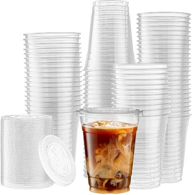 PET transparente Imprimido por encargo batido de leche batido de plástico con tapa de cúpula 12oz 16oz 20oz