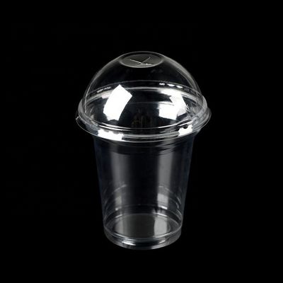 PET transparente Imprimido por encargo batido de leche batido de plástico con tapa de cúpula 12oz 16oz 20oz