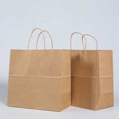 Bolsa de compras de papel kraft de base ancha marrón extra grande para soluciones de embalaje personalizadas