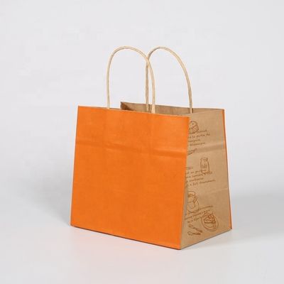 Personaliza tu propio logotipo Flexo Impreso Manilla de parche Bolsa de papel Kraft para comida rápida