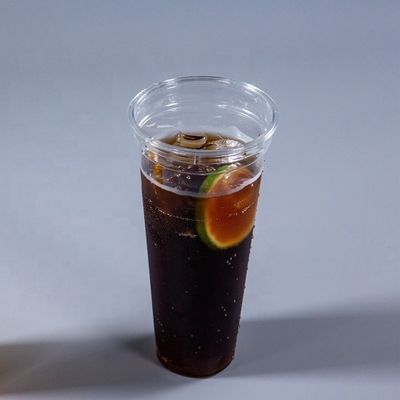PET transparente Imprimido por encargo batido de leche batido de plástico con tapa de cúpula 12oz 16oz 20oz