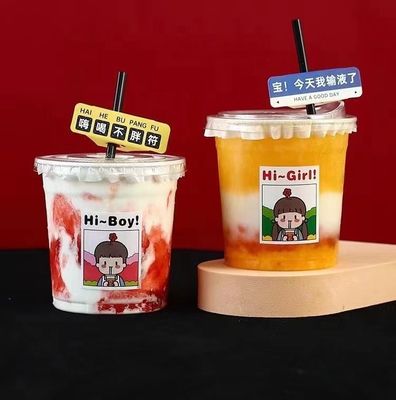 Copo para llevar helado 12 oz PET transparente RPET vasos de plástico desechables con tapas