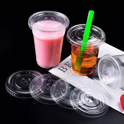 Capa de tapas planas de plástico PET ecológico para tazas de bebidas frías Muestra proporcionada gratuitamente