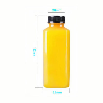 Botellas cuadradas de bebidas de plástico resistentes al calor de 250 ml 350 ml 500 ml con tapa OEM / ODM