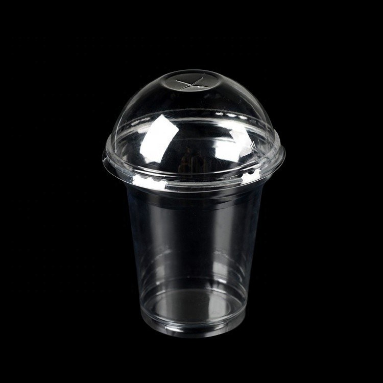 Calibre 95 PLA transparente copa de plástico desechable con tapa de cúpula 20oz 16oz 12oz 9oz