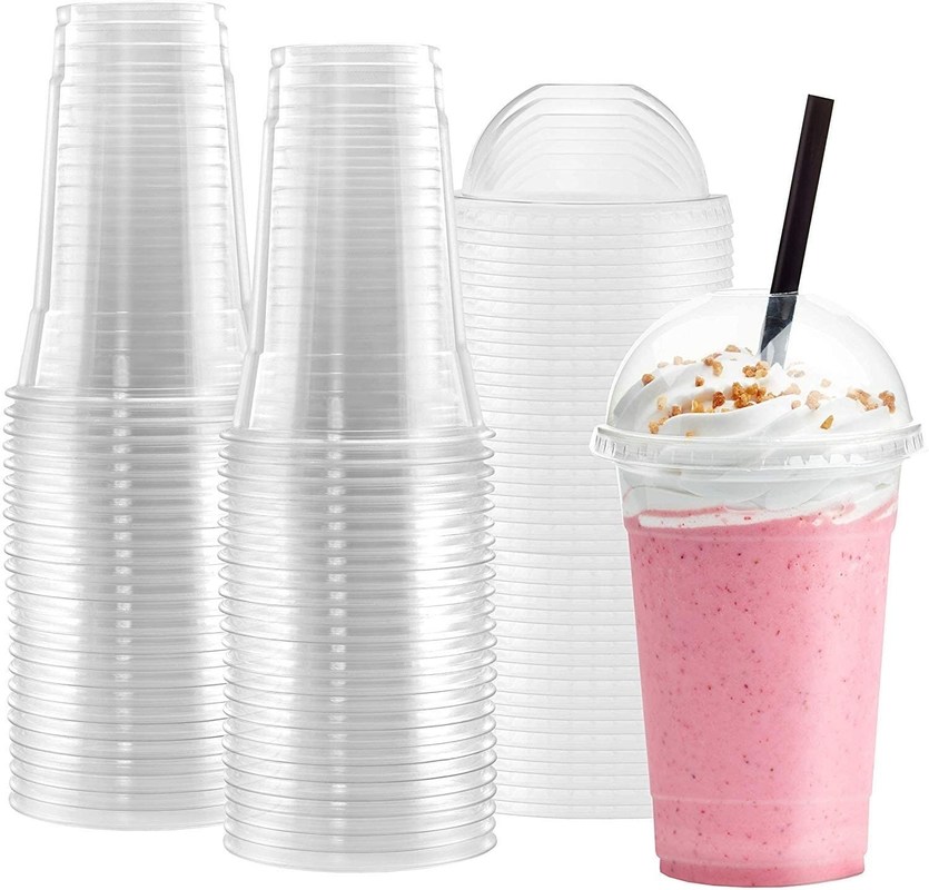 Taza de plástico PLA 100% biodegradable con tapa