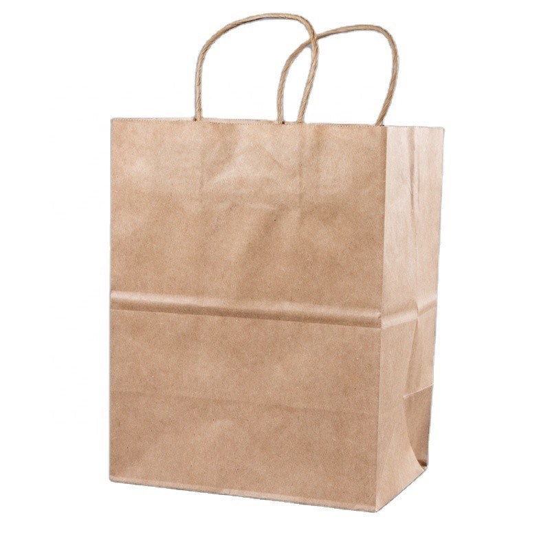 Personaliza tu propio logotipo Flexo Impreso Manilla de parche Bolsa de papel Kraft para comida rápida