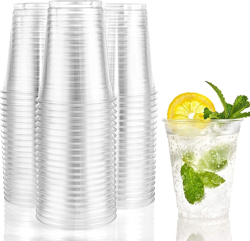 10/12/14/16/20/24 oz de plástico frío copas desechables con tapas resistentes a la temperatura